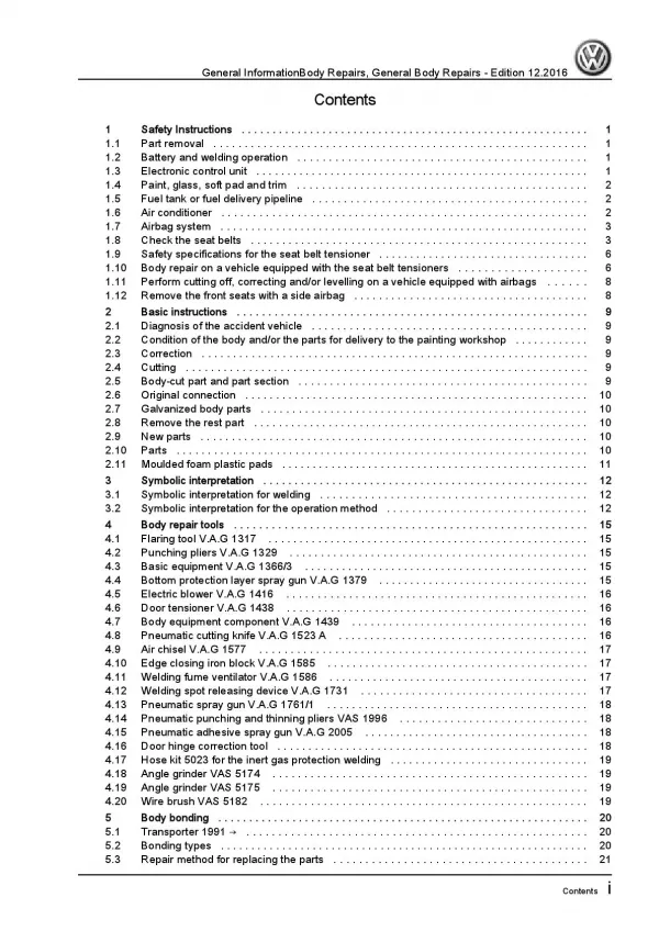 VW Golf 4 type 1J 1997-2006 general information body repairs workshop manual pdf