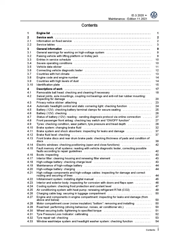 VW ID.3 type E11 from 2019 maintenance repair workshop manual pdf file ebook