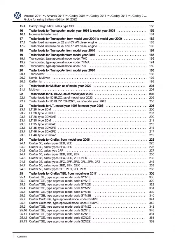 VW LT type 2D 1996-2006 guide for using trailers repair workshop manual pdf