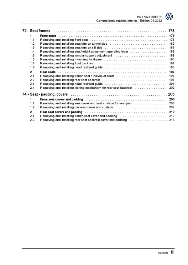 VW Polo Vivo 6R (17>) general body repairs interior repair workshop manual pdf