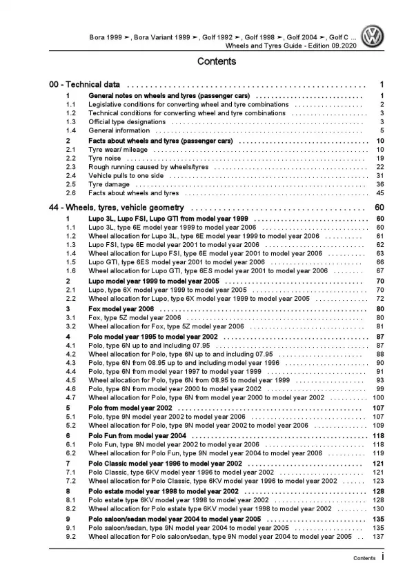 VW Sharan type 7M 1995-2010 wheels and tyres repair workshop manual pdf ebook