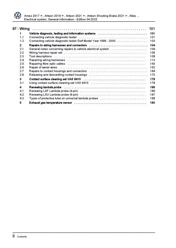 VW Sharan 7M 1995-2010 electrical system general info repair workshop manual pdf