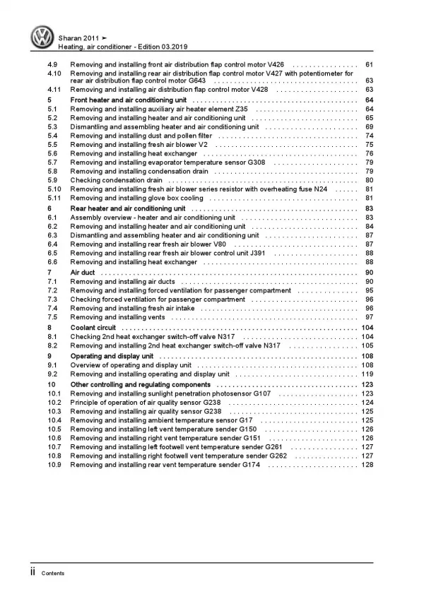 VW Sharan 7N (10-15) heating air conditioning system repair workshop manual pdf