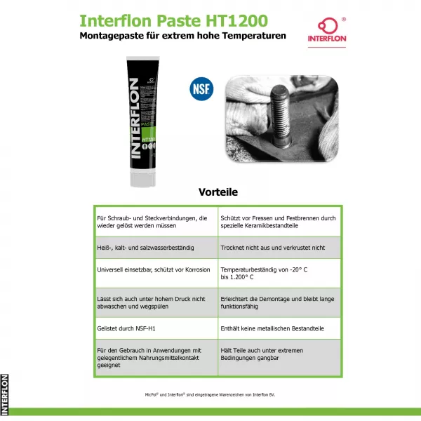 INTERFLON Paste HT 1200 3x 150 ml Tube Hochtemperatur Montagepaste MicPol