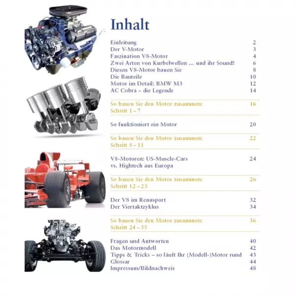 V8 Motor Lernpaket zum selber Bauen Sportwagen Bausatz Modellbau Franzis Verlag