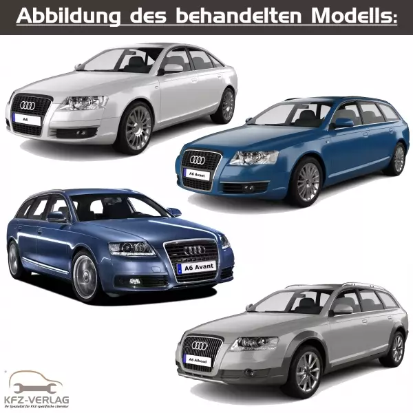 Audi A6 - Typ 4F, 4F2, 4F5, 4FH - Baujahre 2004 bis 2011 - Fahrzeugabschnitt: Ausgebautes und eingebautes Schaltgetriebe inkl. Kupplung - Reparaturanleitungen zur Reparatur in Eigenregie für Anfänger, Hobbyschrauber und Profis.