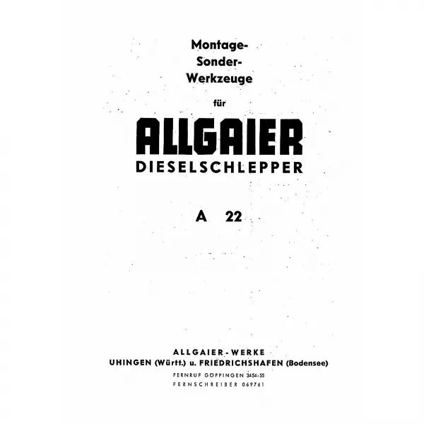 Allgaier R22 A22 A24 Traktor Handbuch Bedienungsanleitung Ersatzteilliste