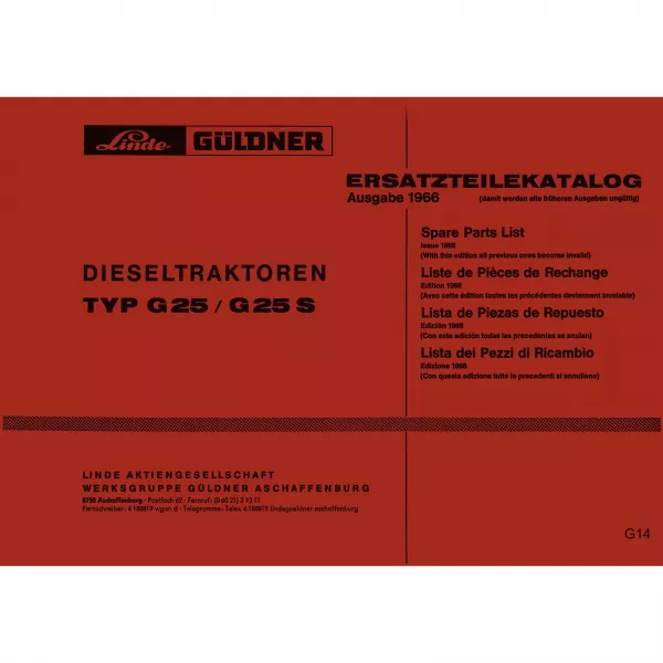 Linde-Güldner G25 G25S (September 1966) Ersatzteilekatalog