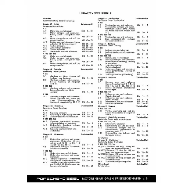 Porsche-Diesel Traktor Allgaier (Jahr 1957) Reparaturleitfaden Werkstatthandbuch
