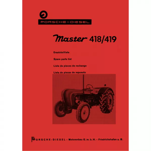 Porsche-Diesel Traktor Master 418 & 419 Ersatzteilliste Ersatzteilkatalog