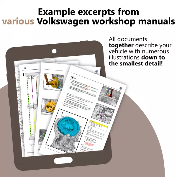 Example excerpts from various repair manuals from Volkswagen