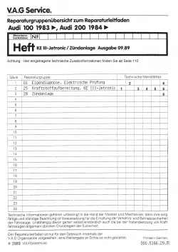 Audi 100/200 (82-91) Benziner KE III-Jetronic Zündanlage Reparaturanleitung PDF