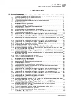 Audi 100 4A 1990-1997 Kraftstoffversorgung Benzinmotoren Reparaturanleitung PDF