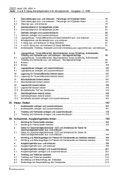 Audi 100 4A (90-97) 5 6 Gang Schaltgetriebe Kupplung 01E Reparaturanleitung PDF
