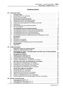 Audi A6 Typ 4F 2004-2011 Bremsanlagen Bremsen System Reparaturanleitung PDF
