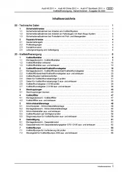 Audi A6 4G 2010-2018 Kraftstoffversorgung Benzinmotoren Reparaturanleitung PDF