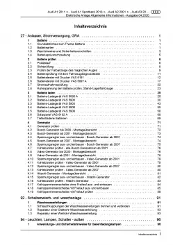Audi A7 4G 2010-2018 Allgemeine Infos Elektrische Anlage Reparaturanleitung PDF