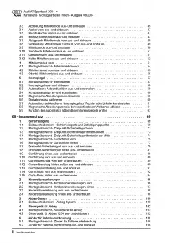 Audi A7 Typ 4G 2010-2018 Karosserie Montagearbeiten Innen Reparaturanleitung PDF