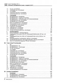 Audi A7 Typ 4G 2010-2018 Karosserie Montagearbeiten Außen Reparaturanleitung PDF
