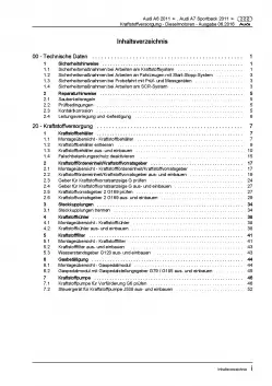 Audi A7 4G 2010-2018 Kraftstoffversorgung Dieselmotoren Reparaturanleitung PDF