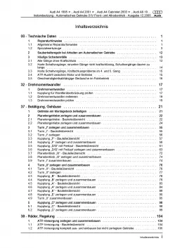 Audi A8 4D 1994-2002 Instandsetzung Automatikgetriebe 01V Reparaturanleitung PDF