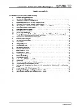 Audi A8 4D 1994-2002 Eigendiagnose Automatikgetriebe Reparaturanleitung PDF