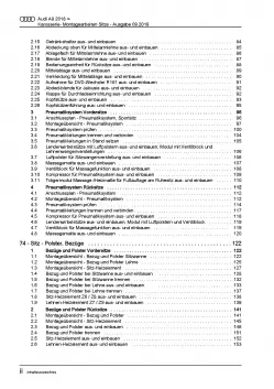 Audi A8 Typ 4N ab 2017 Karosserie Montagearbeiten Sitze Reparaturanleitung PDF