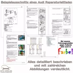 Beispielhafte Inhaltsauszüge von Audi Reparaturleitfäden des KFZ-VERLAG