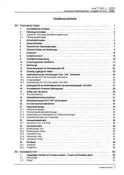 Audi TT Typ 8J 2006-2014 Karosserie Unfall Instandsetzung Reparaturanleitung PDF