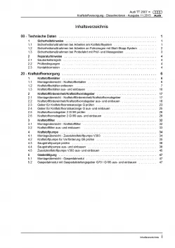 Audi TT 8J 2006-2014 Kraftstoffversorgung Dieselmotoren Reparaturanleitung PDF
