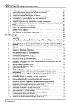 Audi TT Typ 8N 1998-2006 Heizung Belüftung Klimaanlage Reparaturanleitung PDF
