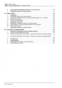Audi TT 8N 1998-2006 5 Gang Schaltgetriebe 02J Kupplung Reparaturanleitung PDF