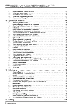 Audi TT 8S FV ab 2014 Instandsetzung Benzinmotor 2,5l Reparaturanleitung PDF