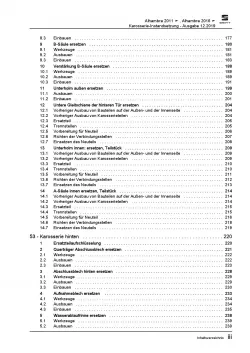 SEAT Alhambra 7N (10-15) Karosserie Unfall Instandsetzung Reparaturanleitung PDF
