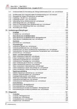 SEAT Altea 5P1 2004-2015 Karosserie Montagearbeiten Innen Reparaturanleitung PDF