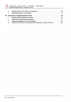 SEAT Altea 5P1 2004-2015 6 Gang Automatikgetriebe DSG 02E Reparaturanleitung PDF