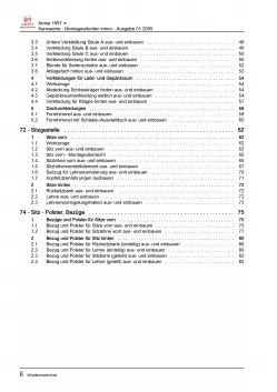 SEAT Arosa 6H 1997-2004 Karosserie Montagearbeiten Innen Reparaturanleitung PDF