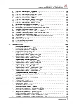 SEAT Leon 5F 2012-2020 Karosserie Unfall Instandsetzung Reparaturanleitung PDF