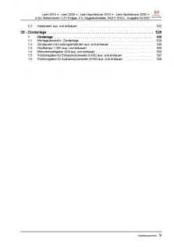 SEAT Leon KL ab 2019 4-Zyl. Erdgas Benzinmotor 130 PS Reparaturanleitung PDF