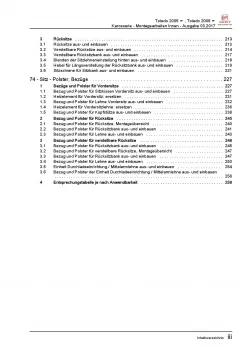 SEAT Toledo 5P 2004-2009 Karosserie Montagearbeiten Innen Reparaturanleitung PDF