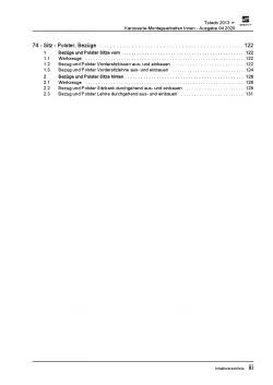 SEAT Toledo KG 2012-2019 Karosserie Montagearbeiten Innen Reparaturanleitung PDF