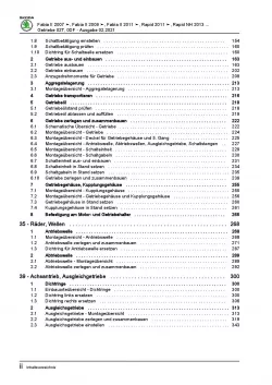 SKODA Fabia 5J 2006-2014 5 Gang Schaltgetriebe 02T 0CF Reparaturanleitung PDF