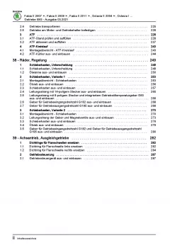 SKODA Fabia Typ 5J 2006-2014 6 Gang Automatikgetriebe 09G Reparaturanleitung PDF