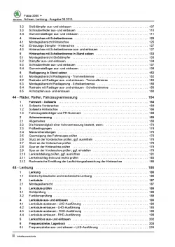 SKODA Fabia 6Y 1999-2007 Fahrwerk Achsen Lenkung Bremsen Reparaturanleitung PDF