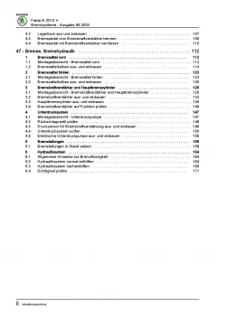 SKODA Fabia Typ NJ 2014-2021 Bremsanlagen Bremsen System Reparaturanleitung PDF