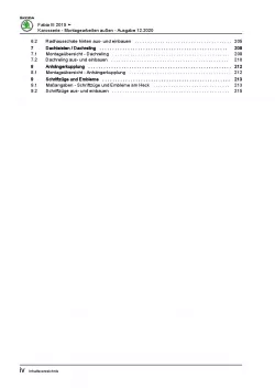 SKODA Fabia NJ 2014-2021 Karosserie Montagearbeiten Außen Reparaturanleitung PDF