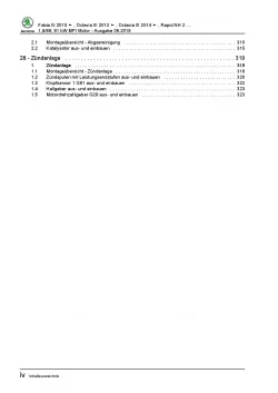 SKODA Fabia Typ NJ 2014-2021 4-Zyl. Benzinmotor 90-110 PS Reparaturanleitung PDF