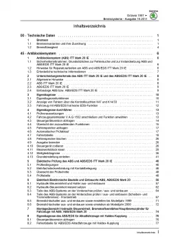 SKODA Octavia 1U 1996-2010 Bremsanlagen Bremsen System Reparaturanleitung PDF