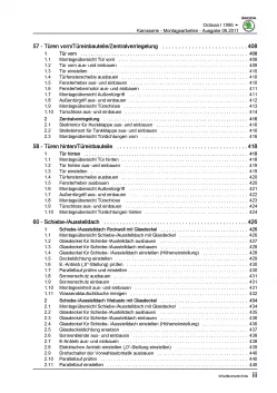 SKODA Octavia 1U 1996-2010 Karosseriearbeiten Innen Außen Reparaturanleitung PDF