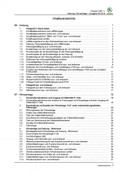 SKODA Octavia 1U 1996-2010 Heizung Belüftung Klimaanlage Reparaturanleitung PDF